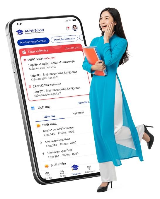 Giao diện ứng dụng ANNA School dành cho giáo viên