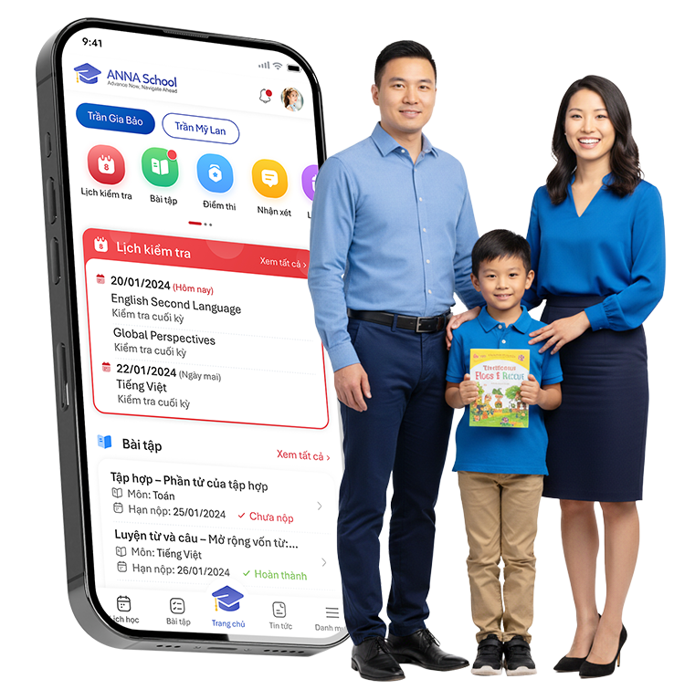 Giao diện ứng dụng ANNA Center dành cho phụ huynh